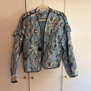 Hannah Floral Embroidered Blue Jacket